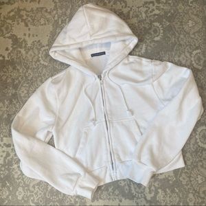 Brandy Melville Cropped Zippered Crystal Hoodie